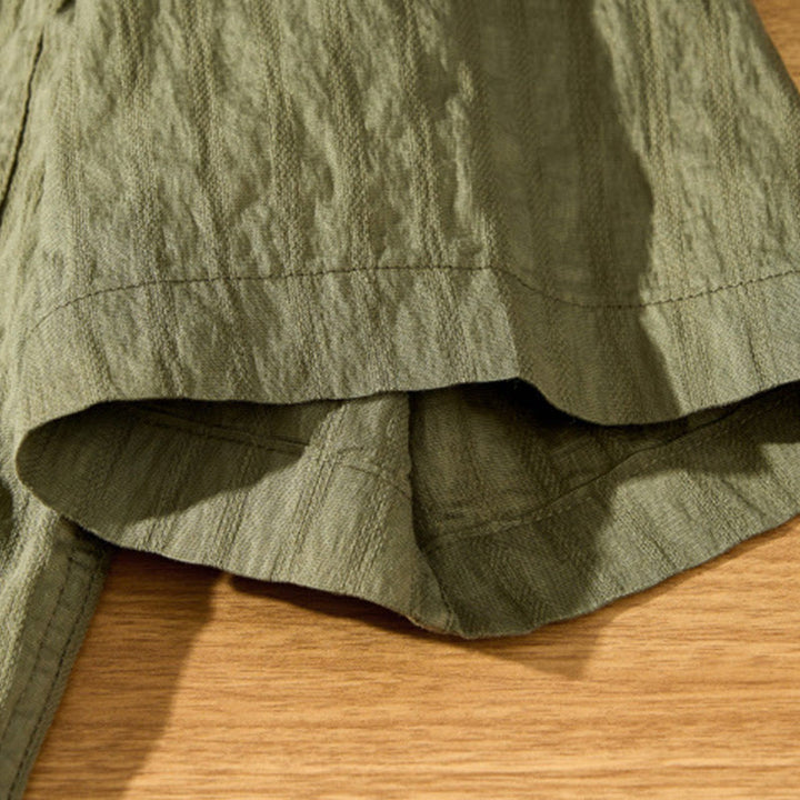 Buddha Stones Summer Solid Breathable Men's Buttons Short Sleeve Tencel Shirt - image 9