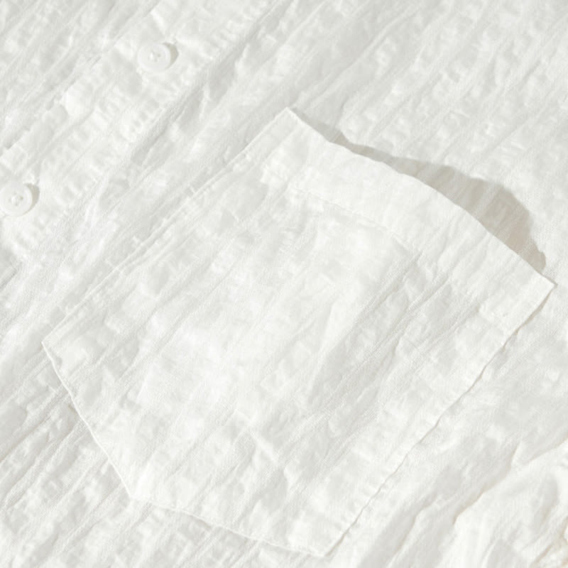 Buddha Stones Summer Solid Breathable Men's Buttons Short Sleeve Tencel Shirt - image 18