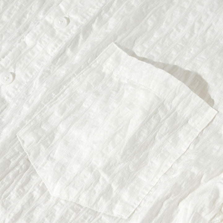 Buddha Stones Summer Solid Breathable Men's Buttons Short Sleeve Tencel Shirt - image 18