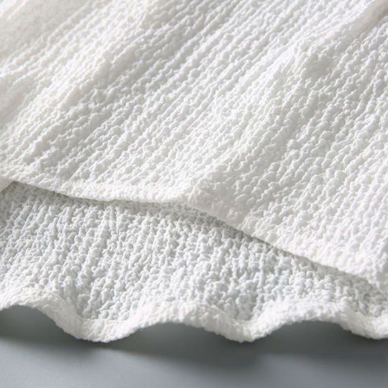 Buddha Stones 2Pcs Solid Color Wrinkle V-Neck Short Sleeve T-shirt Pants Clothing Men's Set - image 15