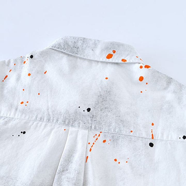 Buddha Stones Summer Ink Splashing Color Men's Button Short Sleeve Cotton Shirt - image 12