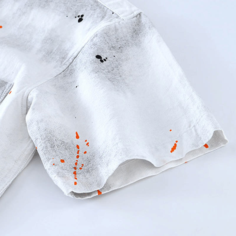Buddha Stones Summer Ink Splashing Color Men's Button Short Sleeve Cotton Shirt - image 16