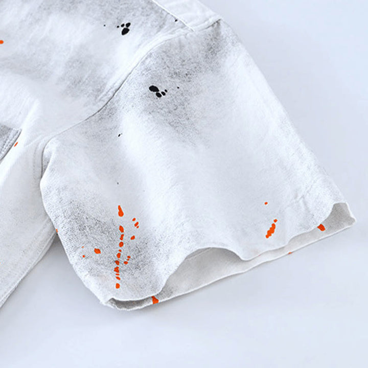 Buddha Stones Summer Ink Splashing Color Men's Button Short Sleeve Cotton Shirt - image 16