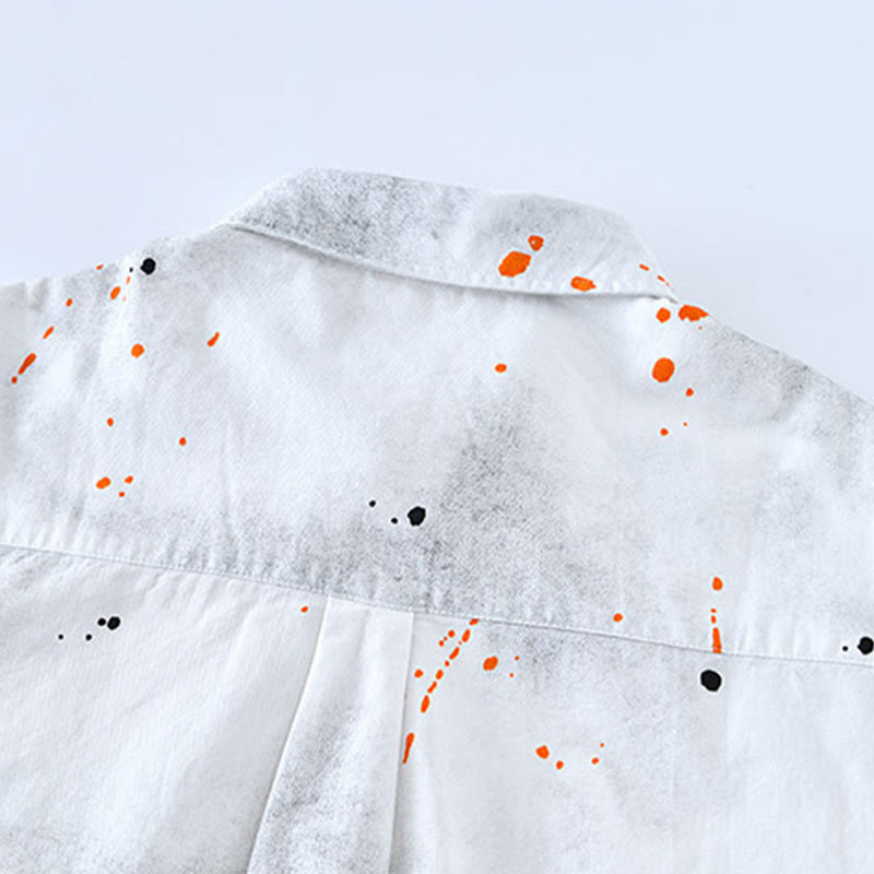 Buddha Stones Summer Ink Splashing Color Men's Button Short Sleeve Cotton Shirt - image 13