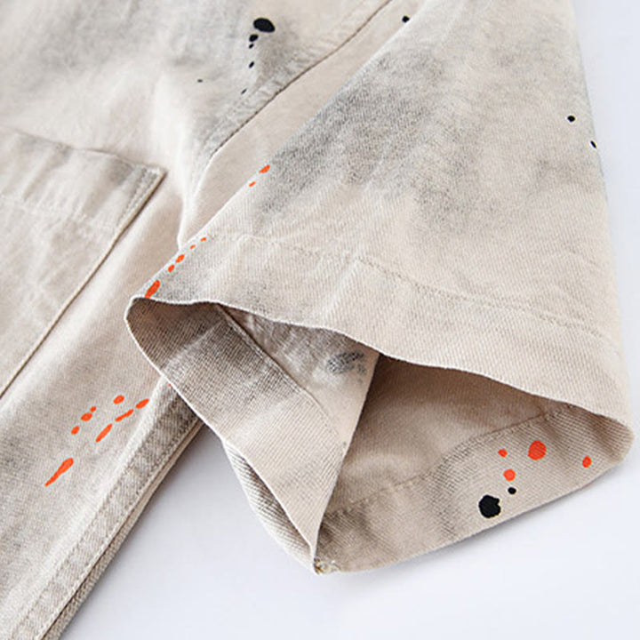 Buddha Stones Summer Ink Splashing Color Men's Button Short Sleeve Cotton Shirt - image 6