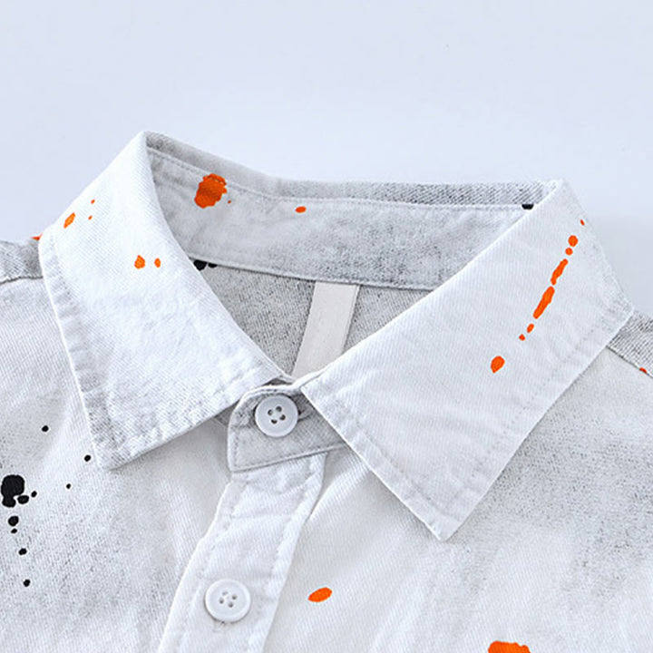 Buddha Stones Summer Ink Splashing Color Men's Button Short Sleeve Cotton Shirt - image 12