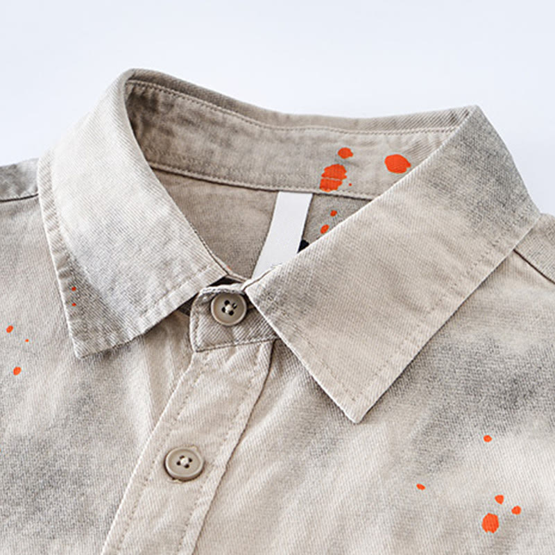 Buddha Stones Summer Ink Splashing Color Men's Button Short Sleeve Cotton Shirt - image 3