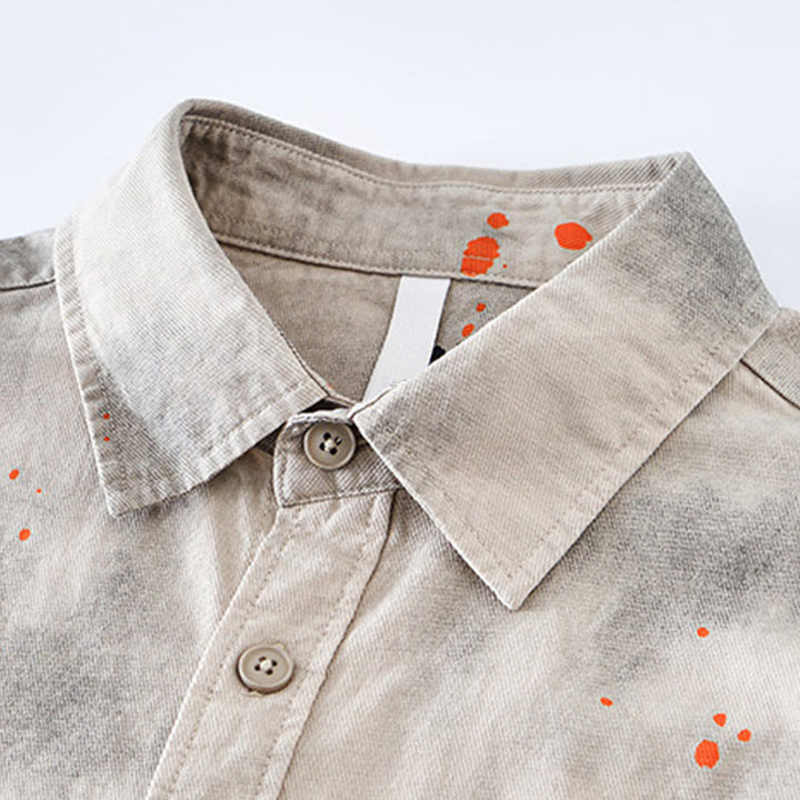 Buddha Stones Summer Ink Splashing Color Men's Button Short Sleeve Cotton Shirt - image 3