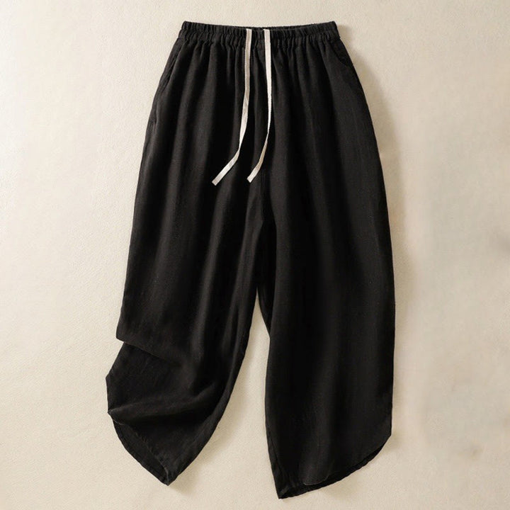 Buddha Stones Casual Plain Drawstring Design Women's Cotton 7-8 Length Pants With Pockets - Black - US8-10，UK/AU12-14，EU40-42 (2XL) - image 12