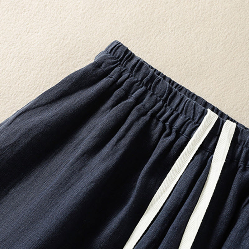 Buddha Stones Casual Plain Drawstring Design Women's Cotton 7-8 Length Pants With Pockets - image 2