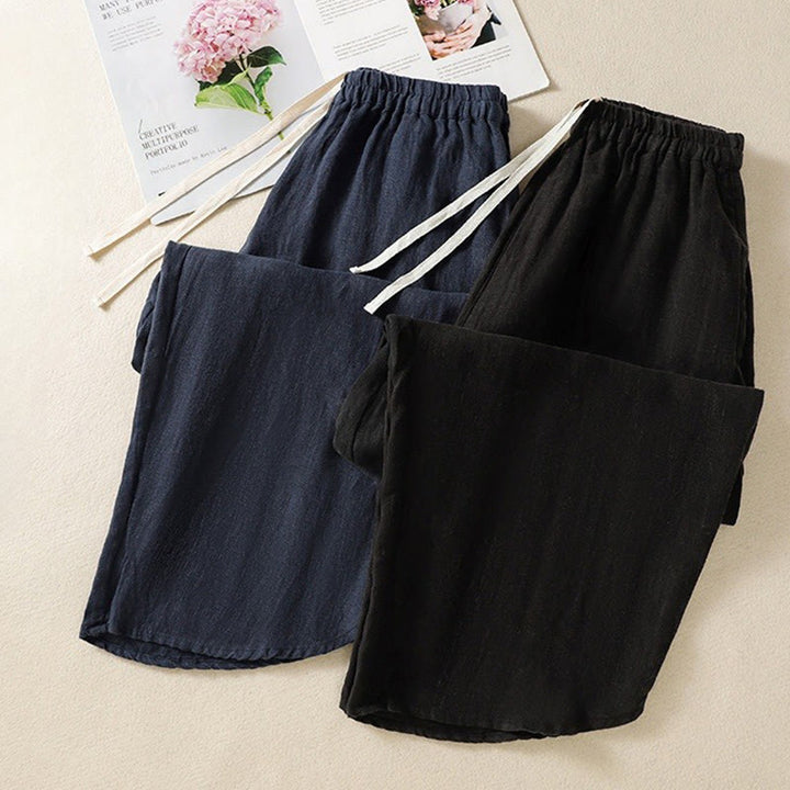 Buddha Stones Casual Plain Drawstring Design Women's Cotton 7-8 Length Pants With Pockets - image 21