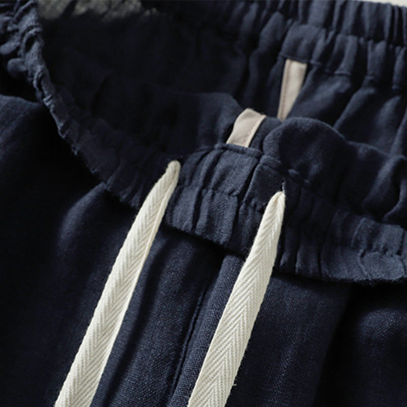 Buddha Stones Casual Plain Drawstring Design Women's Cotton 7-8 Length Pants With Pockets - image 11