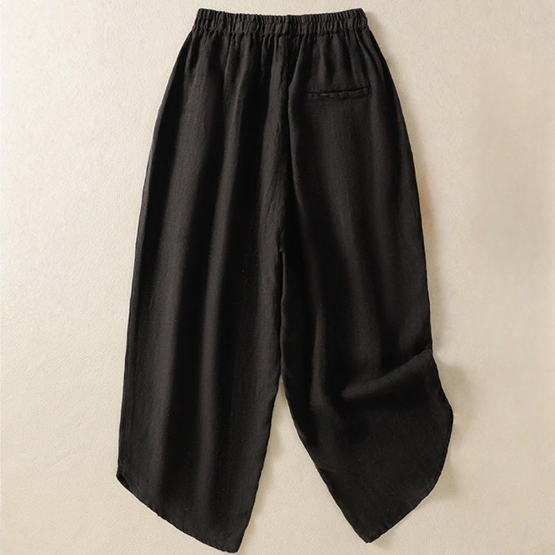 Buddha Stones Casual Plain Drawstring Design Women's Cotton 7-8 Length Pants With Pockets - image 13