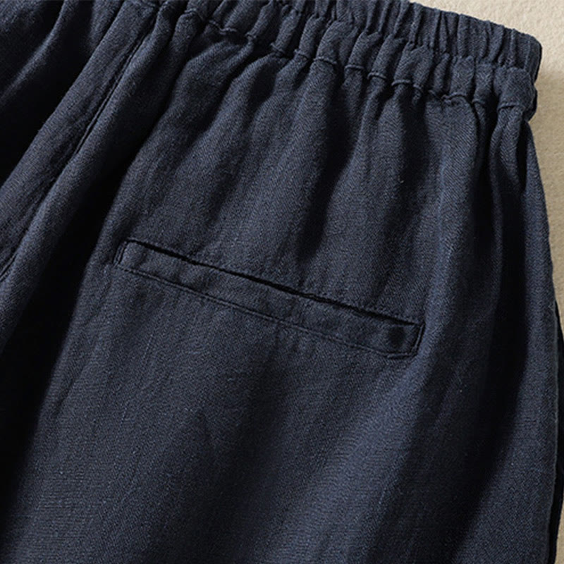 Buddha Stones Casual Plain Drawstring Design Women's Cotton 7-8 Length Pants With Pockets - image 5