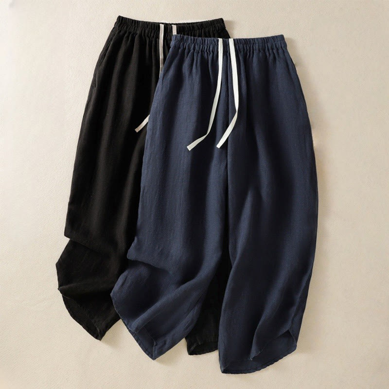 Buddha Stones Casual Plain Drawstring Design Women's Cotton 7-8 Length Pants With Pockets - image 20