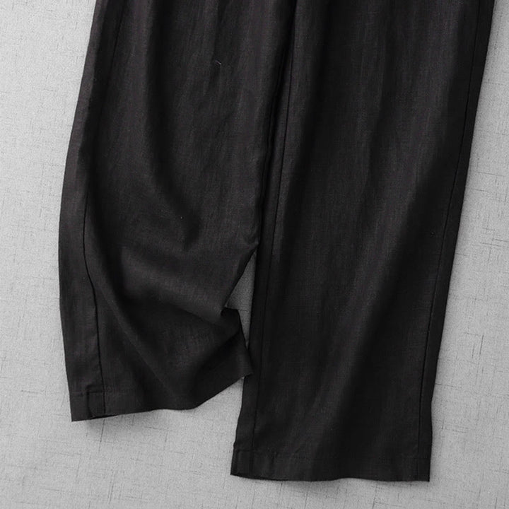 Buddha Stones Casual High Waist Ruffled Drawstring Design Women's Wide Leg Cotton Pants With Pockets - image 23
