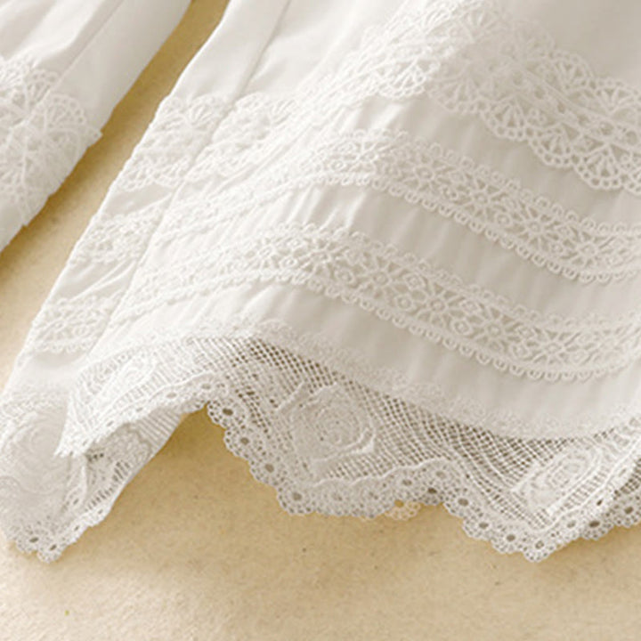 Buddha Stones Commute Plain Lace Patchwork Drawstring Design Women's Wide Leg Cotton Ankle-Length Pants With Pockets - image 12