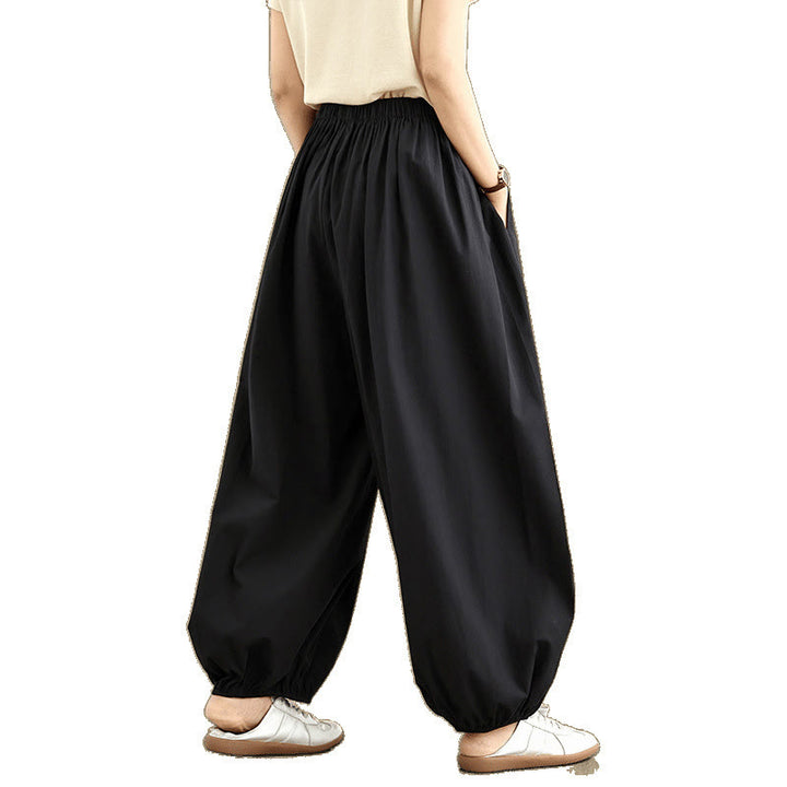 Buddha Stones Commute Summer Plain Women's Cotton Bloomers Pants With Pockets - image 6
