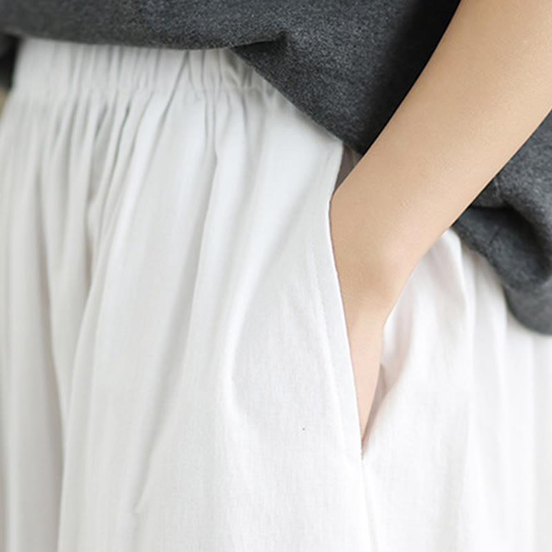 Buddha Stones Commute Summer Plain Women's Cotton Bloomers Pants With Pockets - image 13