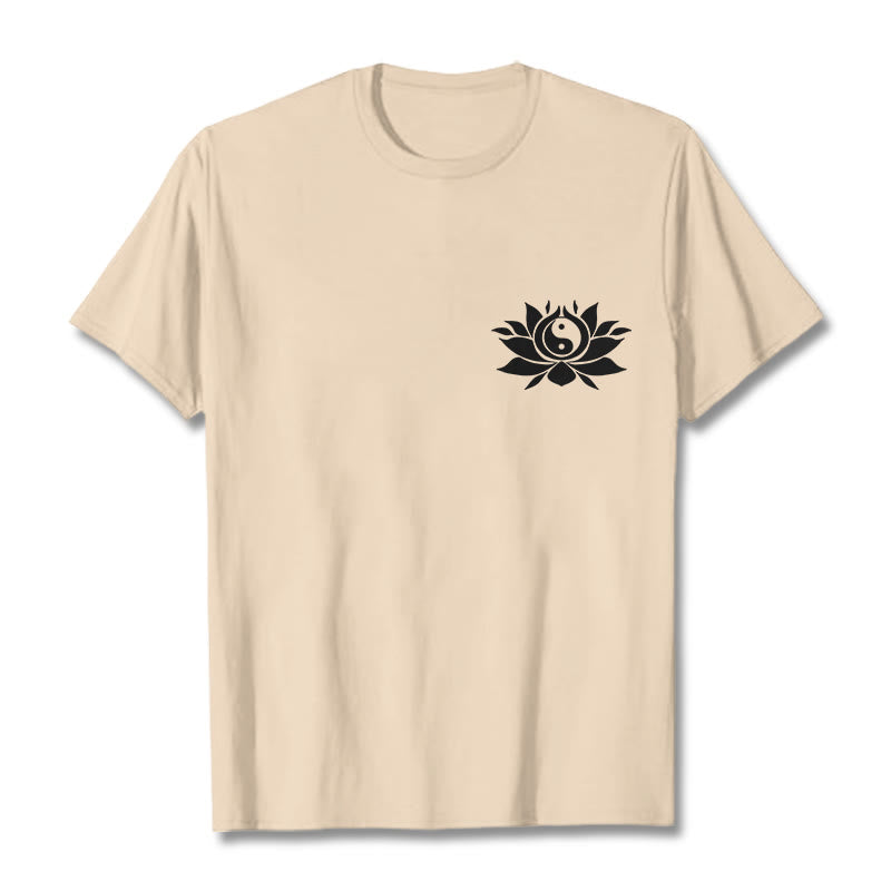 Buddha Stones Yin Yang Lotus Flower Design Tee T-shirt - Bisque - 2XL - image 13