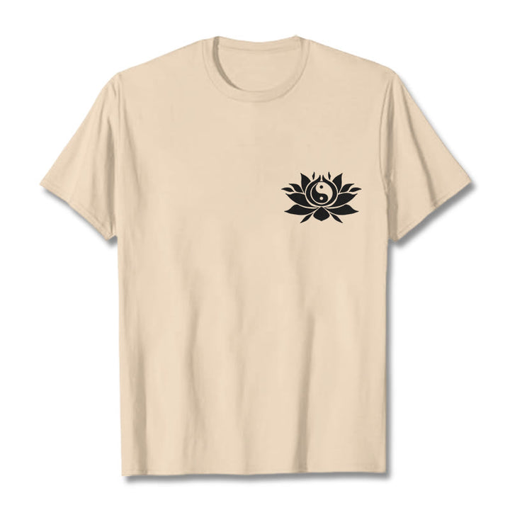 Buddha Stones Yin Yang Lotus Flower Design Tee T-shirt - Bisque - 2XL - image 13