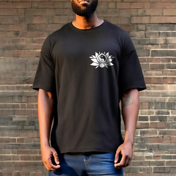 Buddha Stones Yin Yang Lotus Flower Design Tee T-shirt - image 3