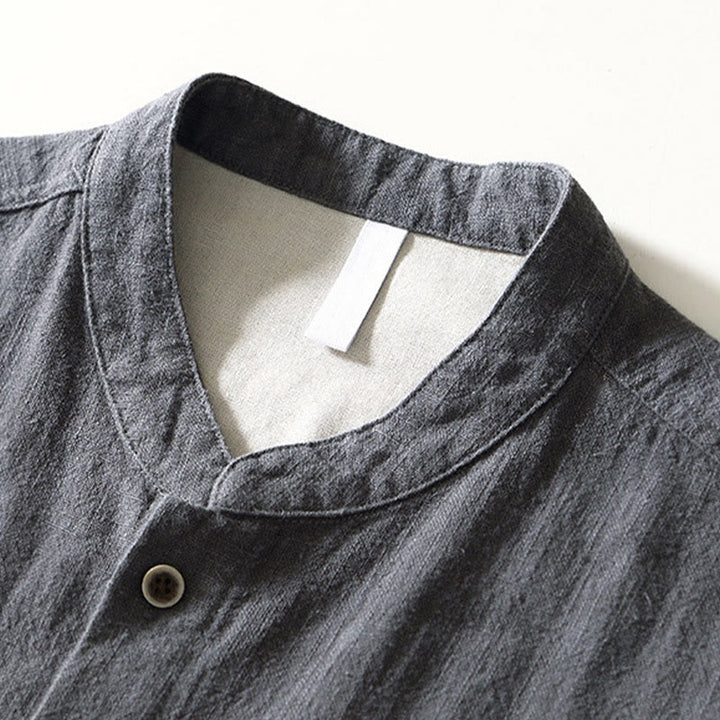 Buddha Stones Solid Color Men's Buttons Long Sleeve Cotton Linen Shirt With Pockets - image 17