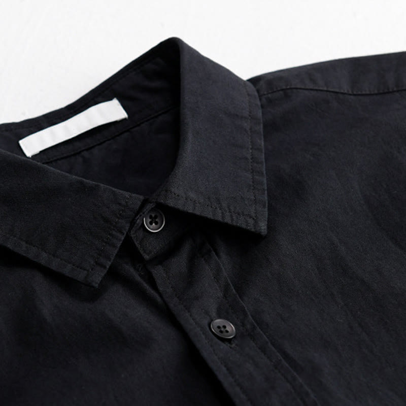 Buddha Stones Embroidery Match Flame Pattern Lapel Men's Short Sleeve Cotton Shirt With Pocket - image 12