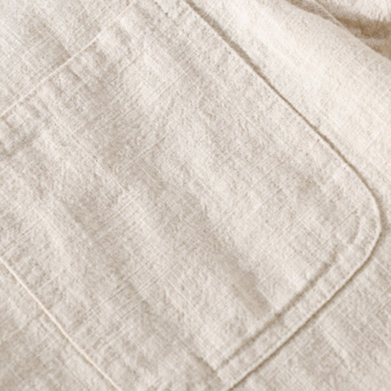 Buddha Stones Commute Fall Solid Color Lapel Men's Long Sleeve Cotton Linen Shirt With Pocket - image 4