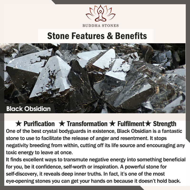 Buddha Stones Natural Coffee Beans Black Obsidian Rutilated Quartz Strength Bracelet - image 6