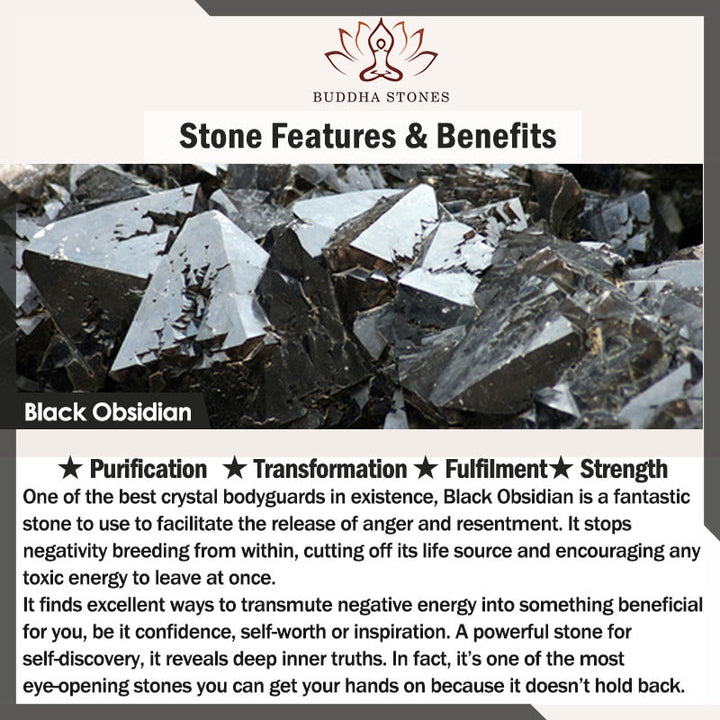 Buddha Stones Natural Coffee Beans Black Obsidian Rutilated Quartz Strength Bracelet - image 6
