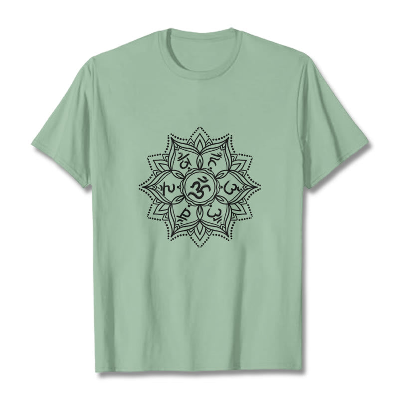 Buddha Stones Mandala Flower Om Mani Padme Hum Sanskrit Mantra Tee T-shirt - PaleGreen - 2XL - image 15