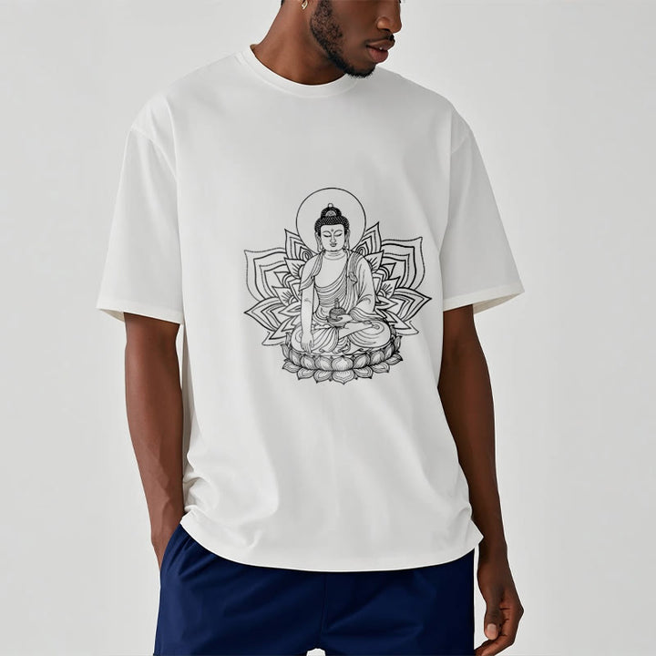 Buddha Stones Medicine Buddha Seated On A Lotus Pedestal Tee T-shirt - image 7