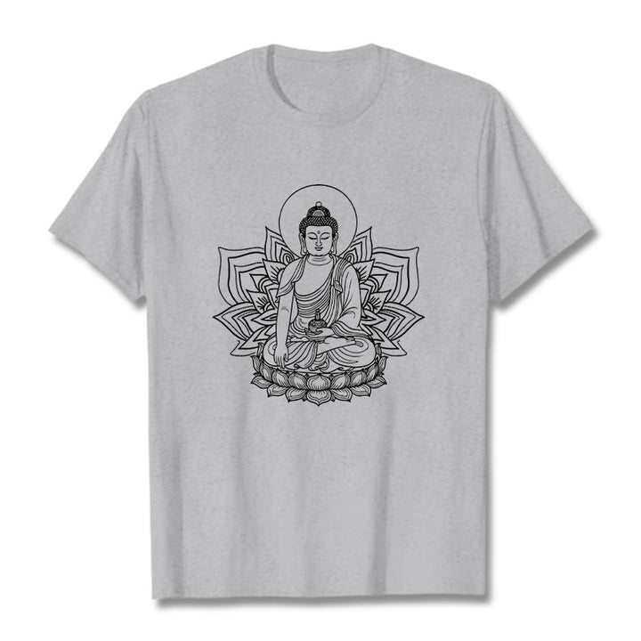 Buddha Stones Medicine Buddha Seated On A Lotus Pedestal Tee T-shirt - LightGrey - 2XL - image 20