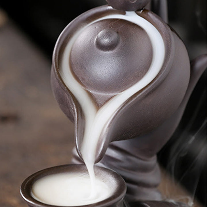 Buddha Stones Buddha Hand Holding Teapot Cup Ceramic Backflow Smoke Fountain Healing Incense Burner Decoration - image 5