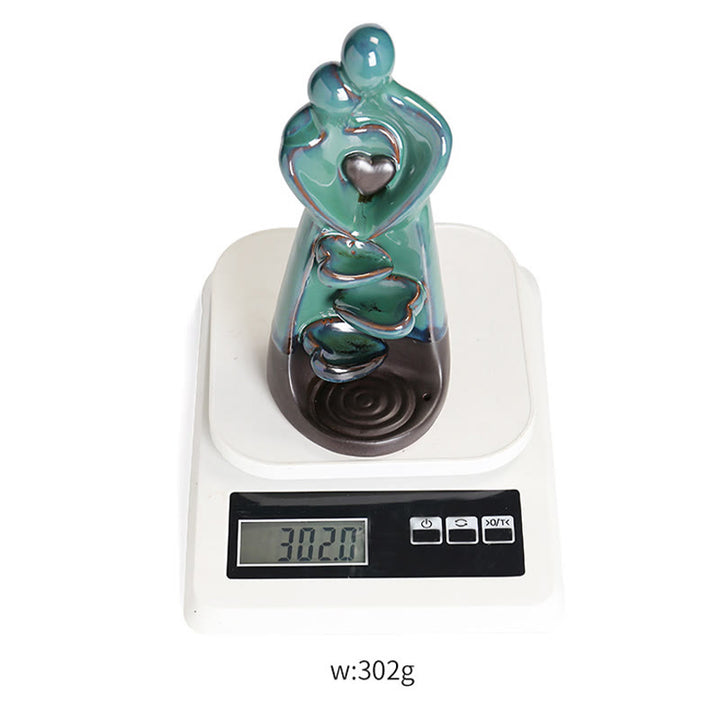Buddha Stones Lovers Couple Embrace Love Ceramic Backflow Smoke Fountain Healing Incense Burner Decoration - image 12