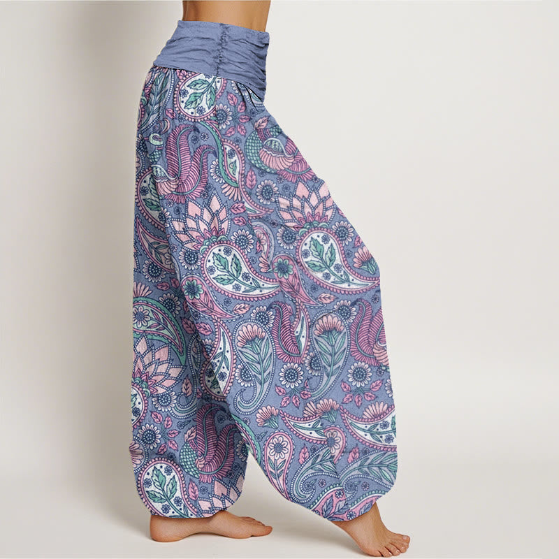 Buddha Stones Cashew Flower Peacock Sunflower Design Women's Elastic Waist Harem Pants - image 8