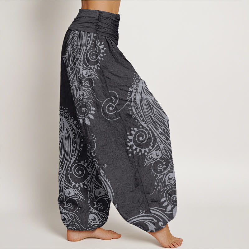 Buddha Stones Casual Peacock Design Women's Elastic Waist Harem Pants - image 9