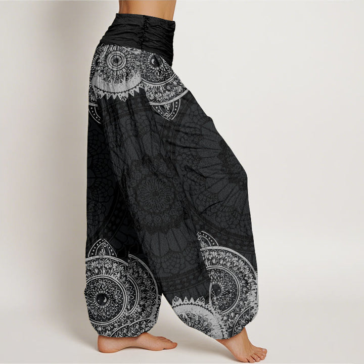Buddha Stones Circular Mandala Design Women's Elastic Waist Harem Pants - image 2