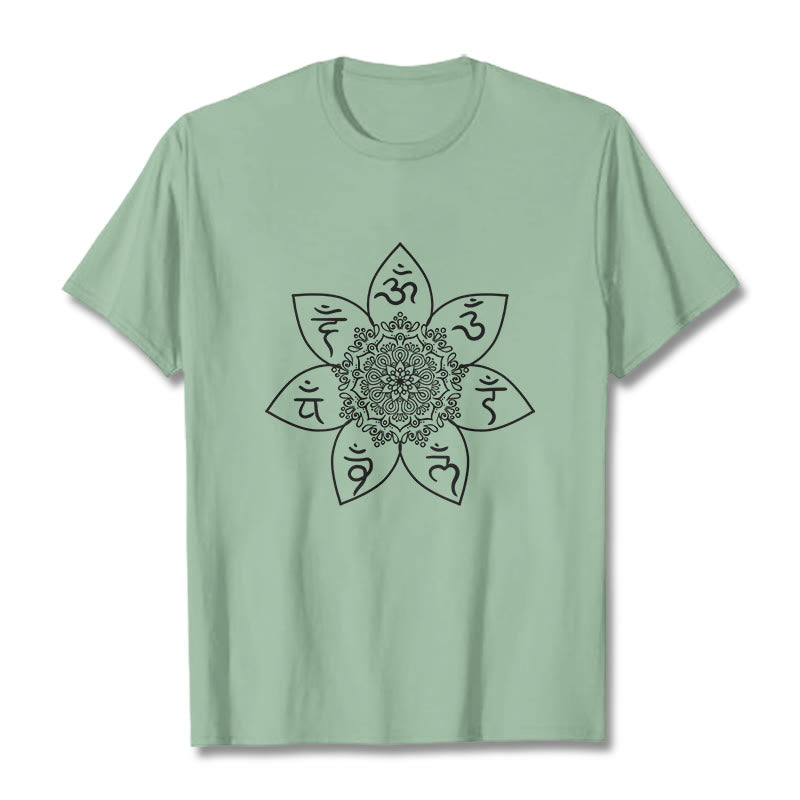 Buddha Stones Mandala Om Mani Padme Hum Pattern Tee T-shirt - PaleGreen - 2XL - image 14