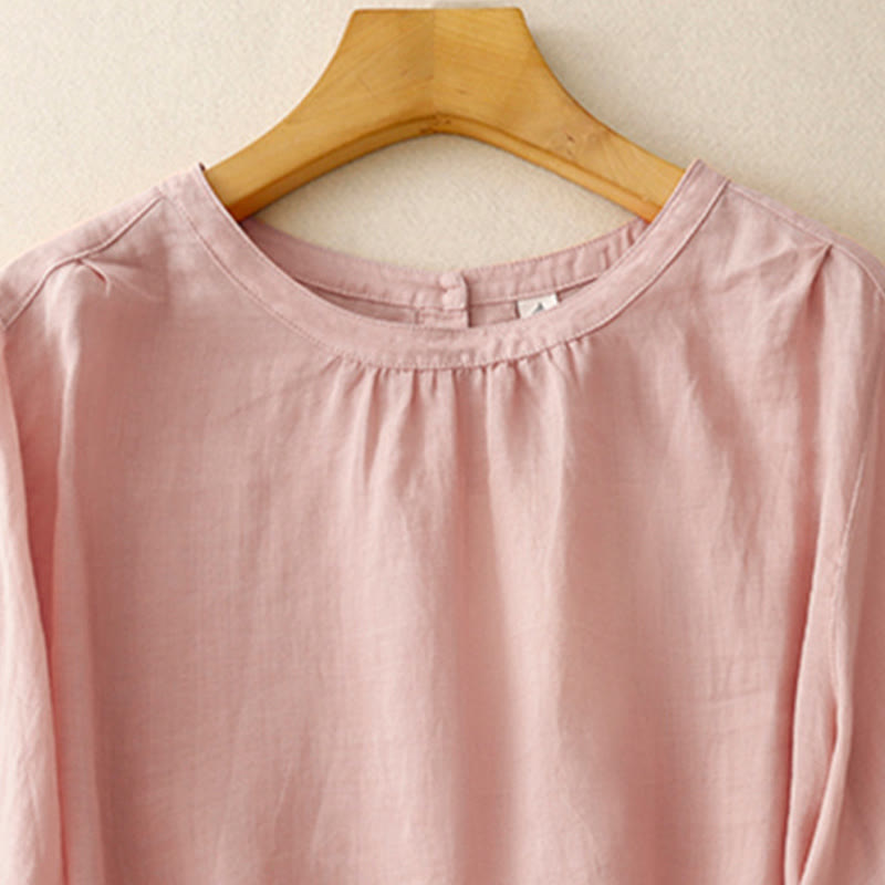 Buddha Stones Casual Plain Women's Crew Neck Design Cotton Polyester T-shirt - image 1