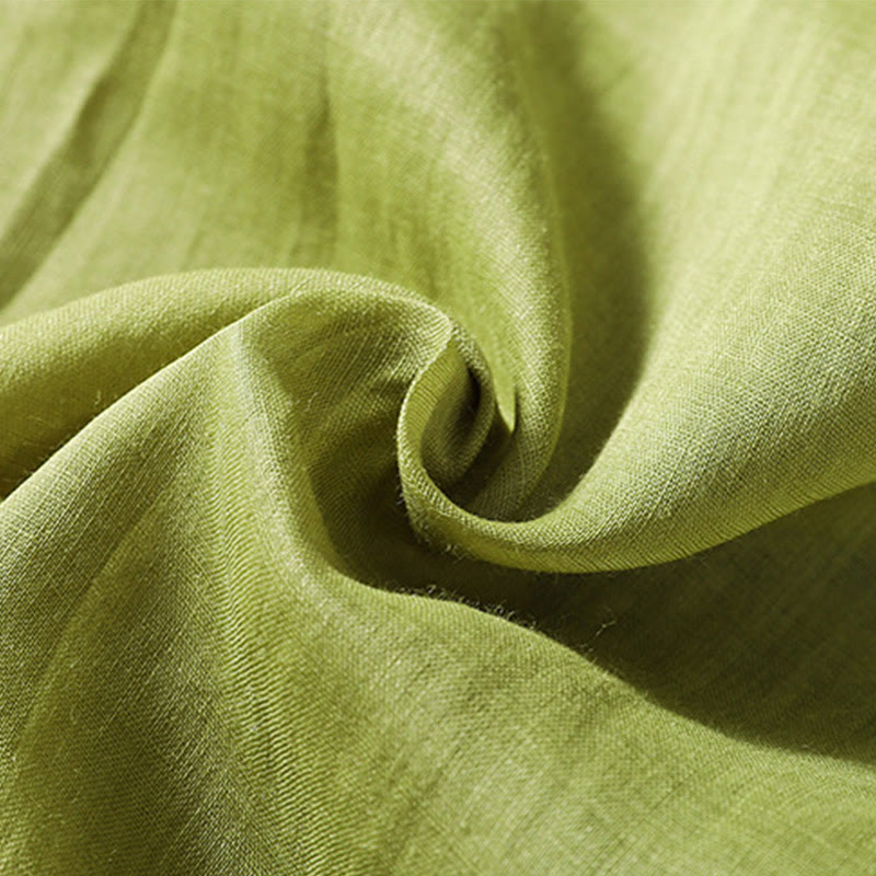 Buddha Stones Casual Embroidered Pattern Women's V-neck Design Half Sleeve Cotton Linen T-shirt - image 20