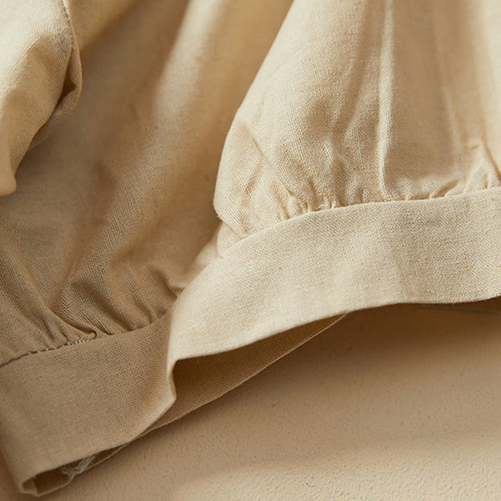 Buddha Stones Casual Plain Button Women's Short Sleeve Cotton Linen T-shirt - image 11