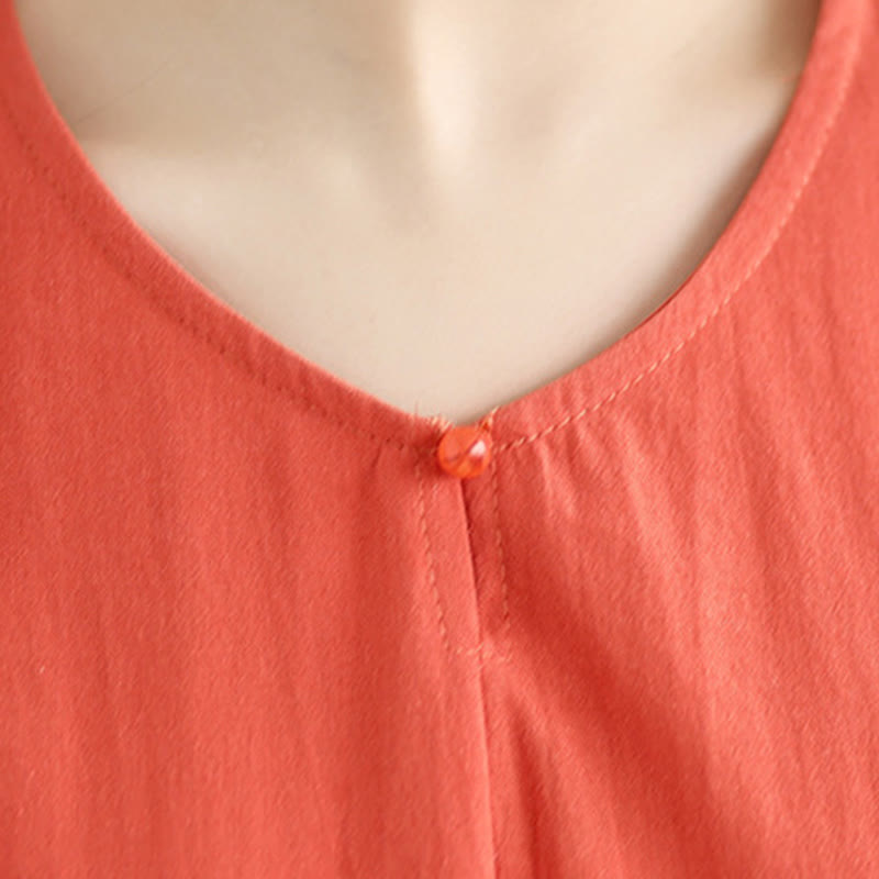 Buddha Stones Casual Plain Women's Half Sleeve Cotton Polyester T-shirt With Pockets - image 21