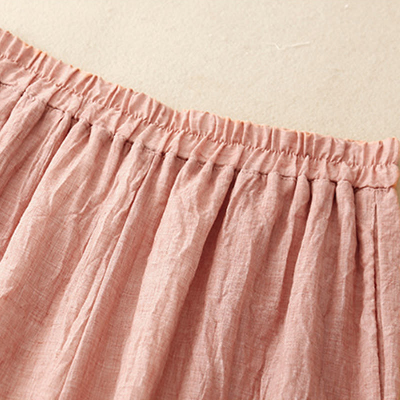 Buddha Stones Frog-Button Hem Slit Design Women's Wide Leg Cotton Linen Pants With Pockets - image 15