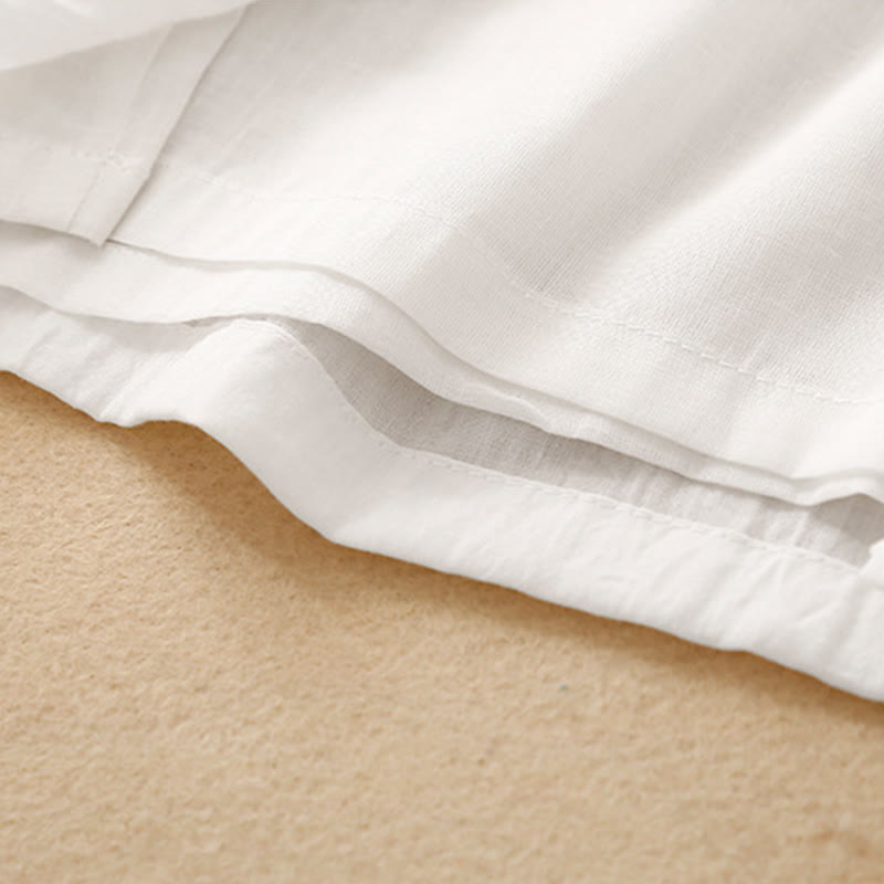 Buddha Stones Frog-Button Hem Slit Design Women's Wide Leg Cotton Linen Pants With Pockets - image 10