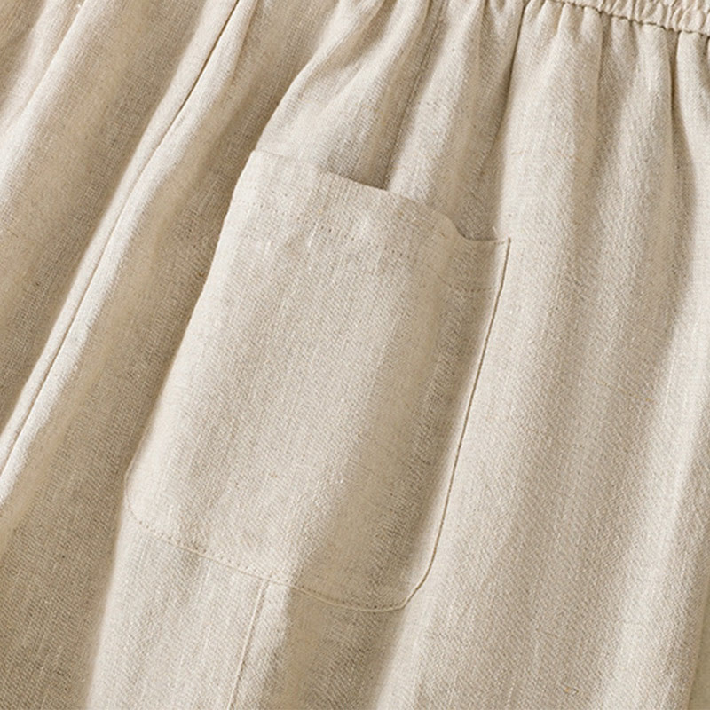 Buddha Stones Casual Embroided Bead Drawstring Women's Wide Leg Cotton Pants With Pockets - image 18