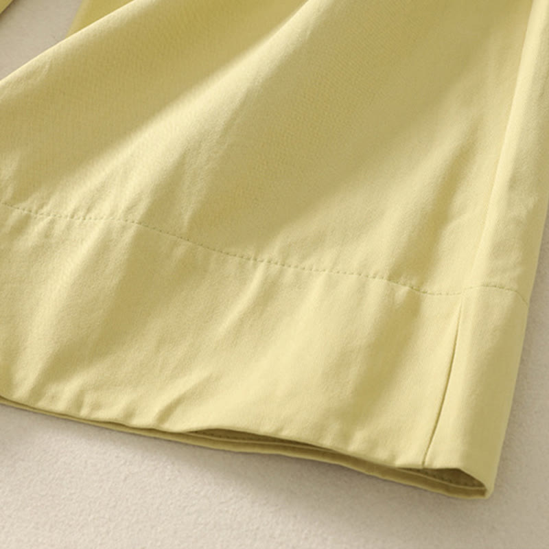 Buddha Stones Daily Solid Color Lace Belt Women's Wide Leg Cotton Pants With Pockets - image 26