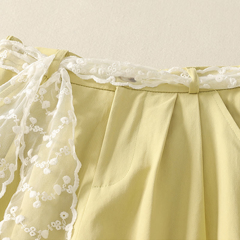 Buddha Stones Daily Solid Color Lace Belt Women's Wide Leg Cotton Pants With Pockets - image 23