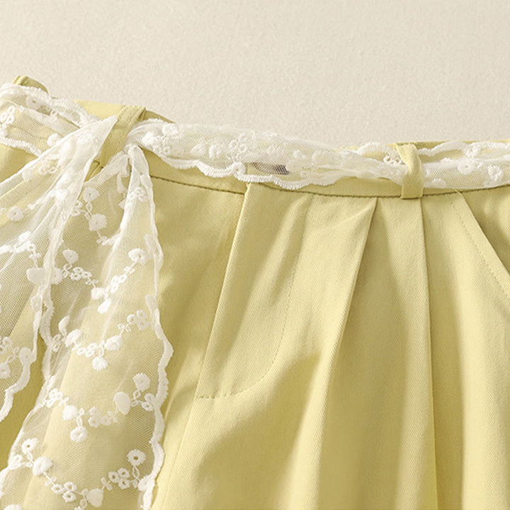 Buddha Stones Daily Solid Color Lace Belt Women's Wide Leg Cotton Pants With Pockets - image 24